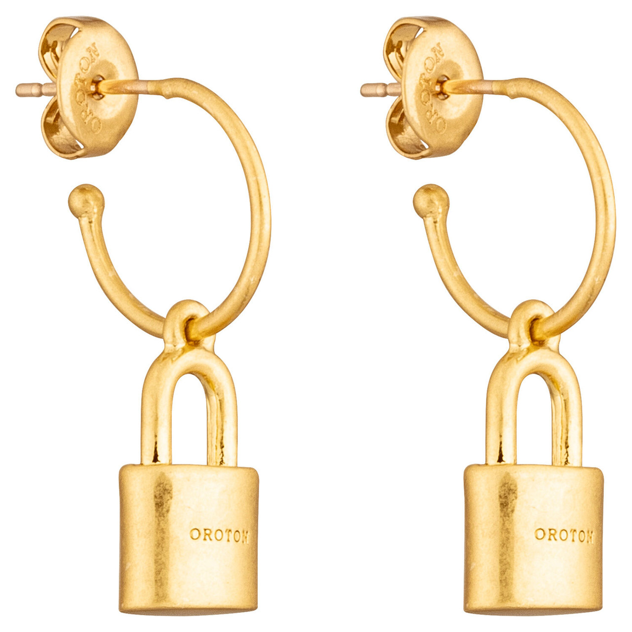 Oroton Tate Padlock Huggies Worn Gold