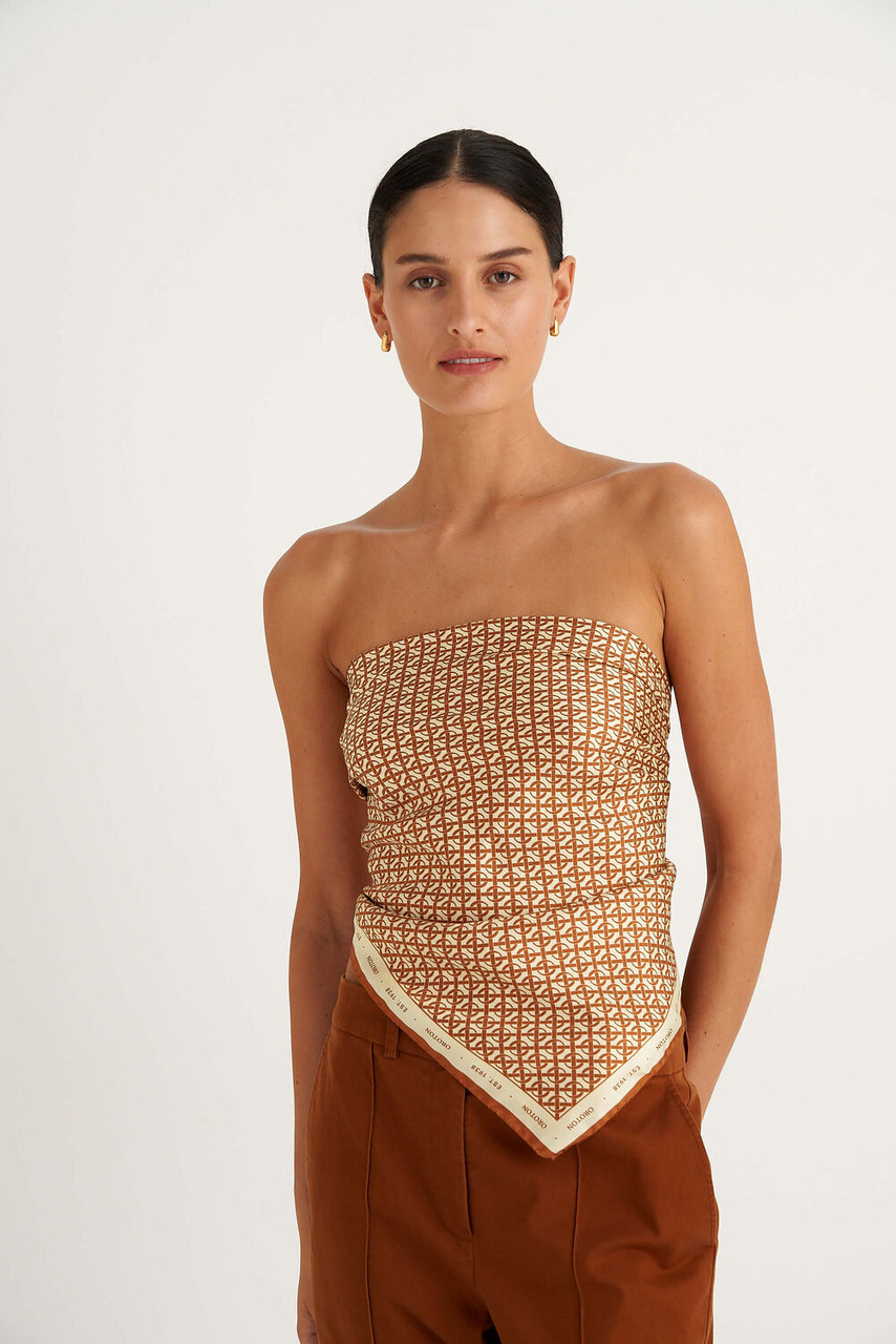 Oroton Spice/Lemon Large All Over Logo Silk Scarf