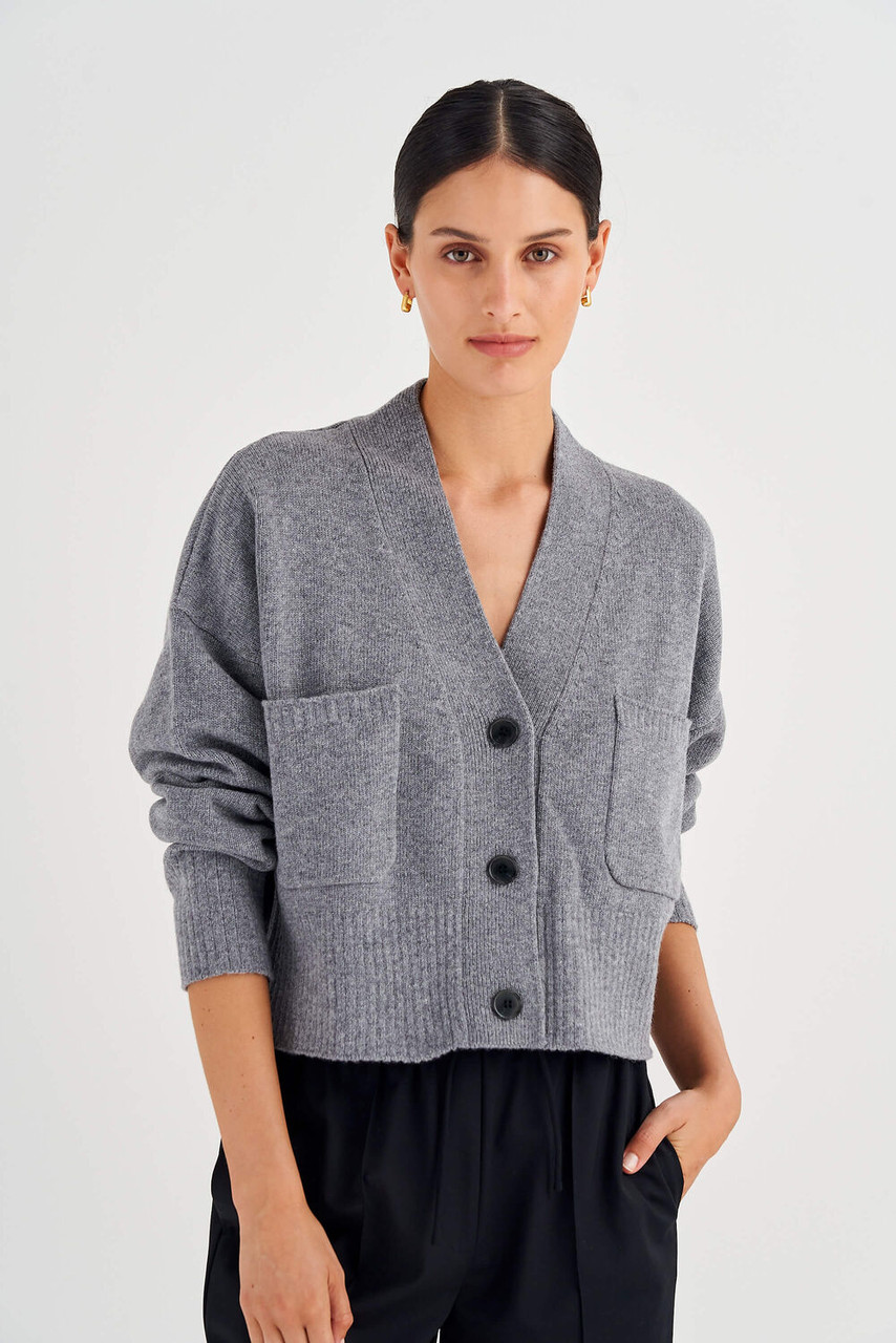 Oroton Cropped Cardi Grey Marle