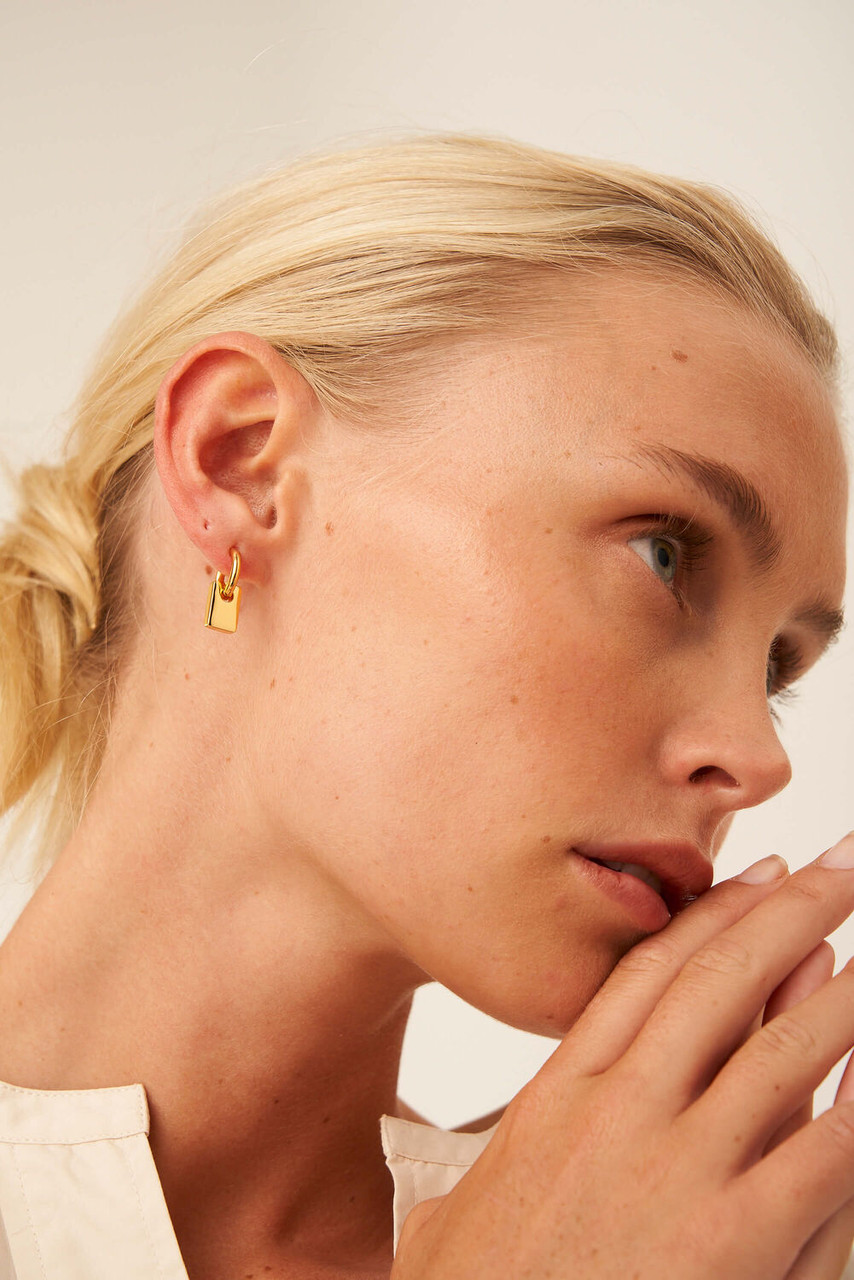 Oroton Lottie Gold Charm Hoop Earrings