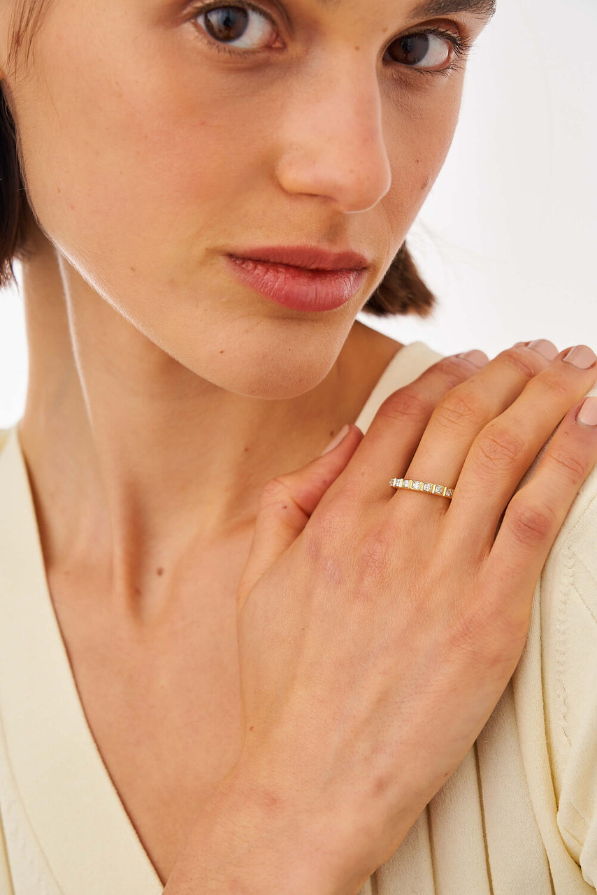 Oroton Everly Gold/Clear Multi Stone Ring