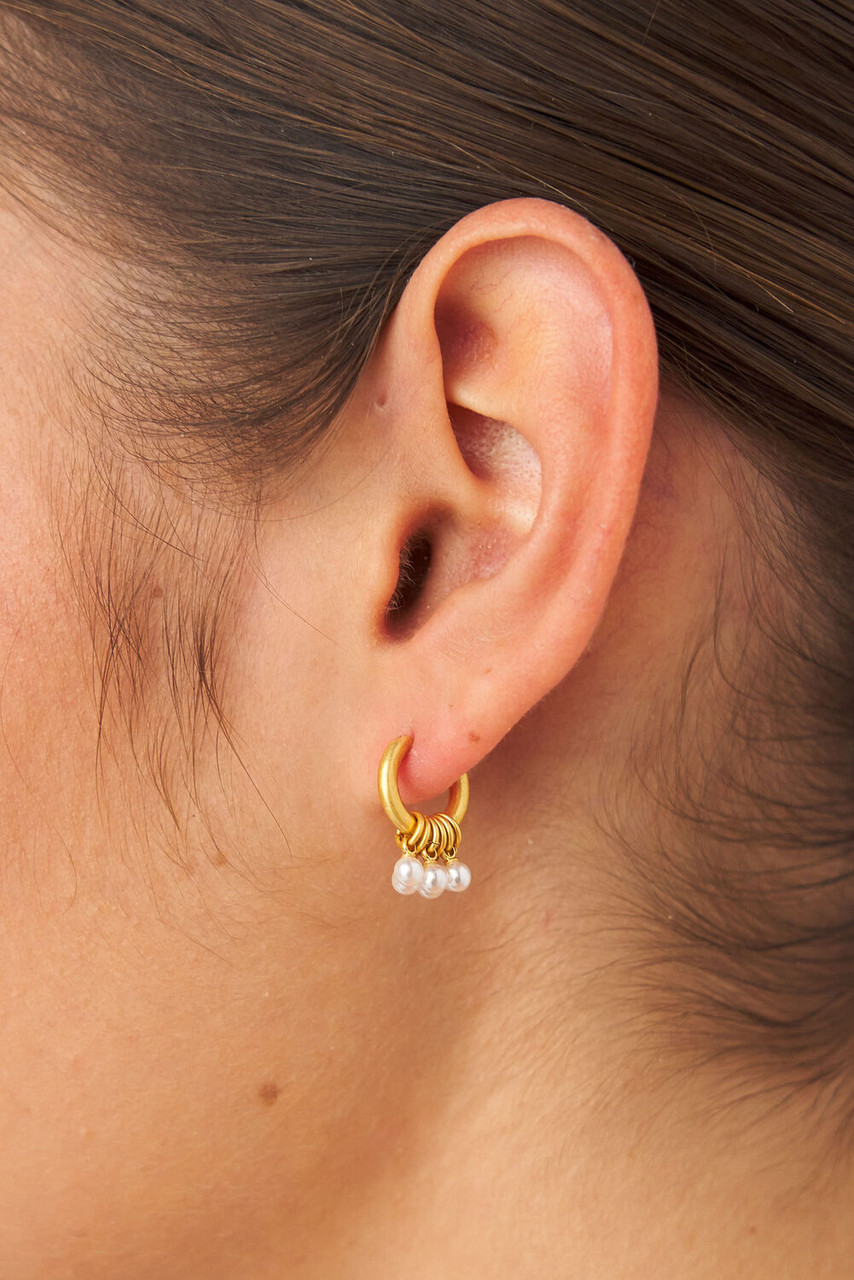 Como Hoops Worn Gold/ Pearl