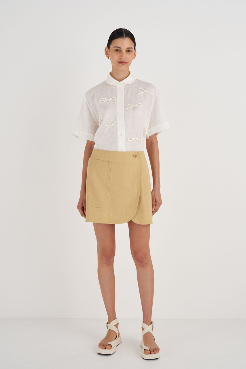 Oroton Pocket Detail Skirt Raffia