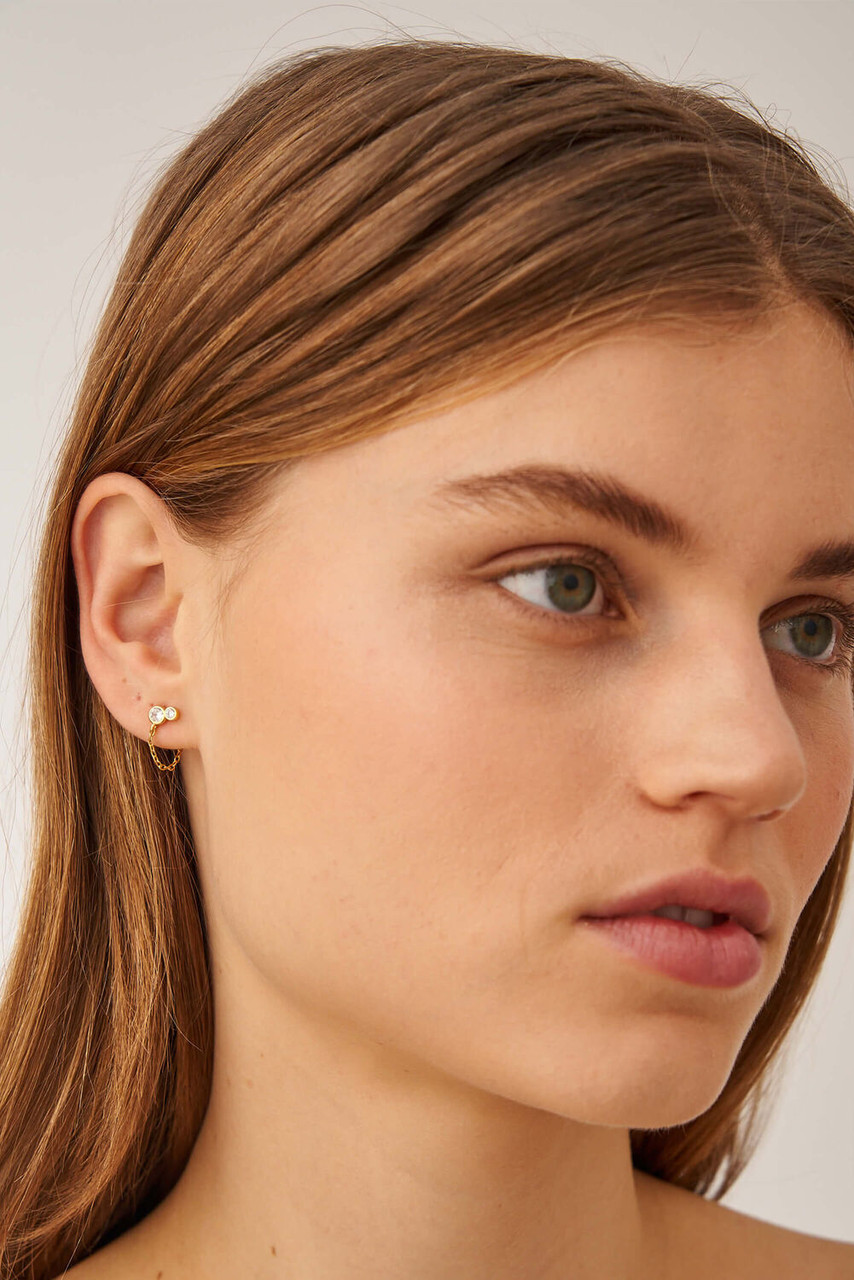 Oroton Esme Gold-White Chain Drop Studs