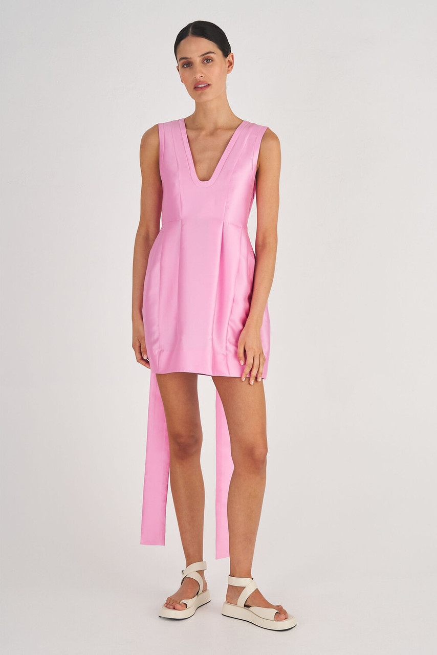 Short Tie Detail Dress-Foxglove - Oroton