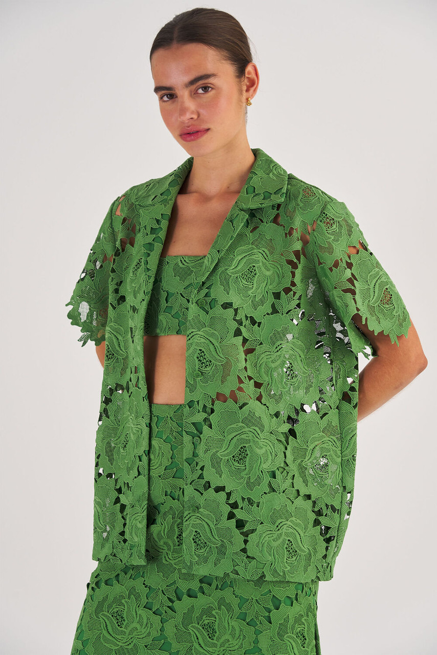 Oroton Lace Camp Shirt Garden