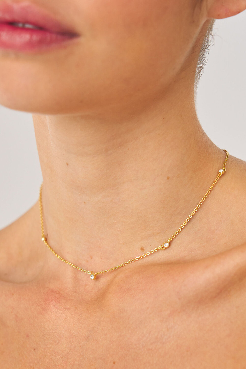 Solonge Simple Necklace Worn Gold/ Clear
