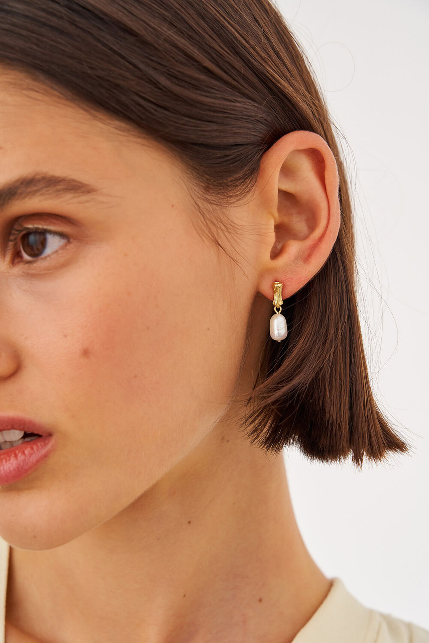 Oroton Valentina Gold/White Drop Studs