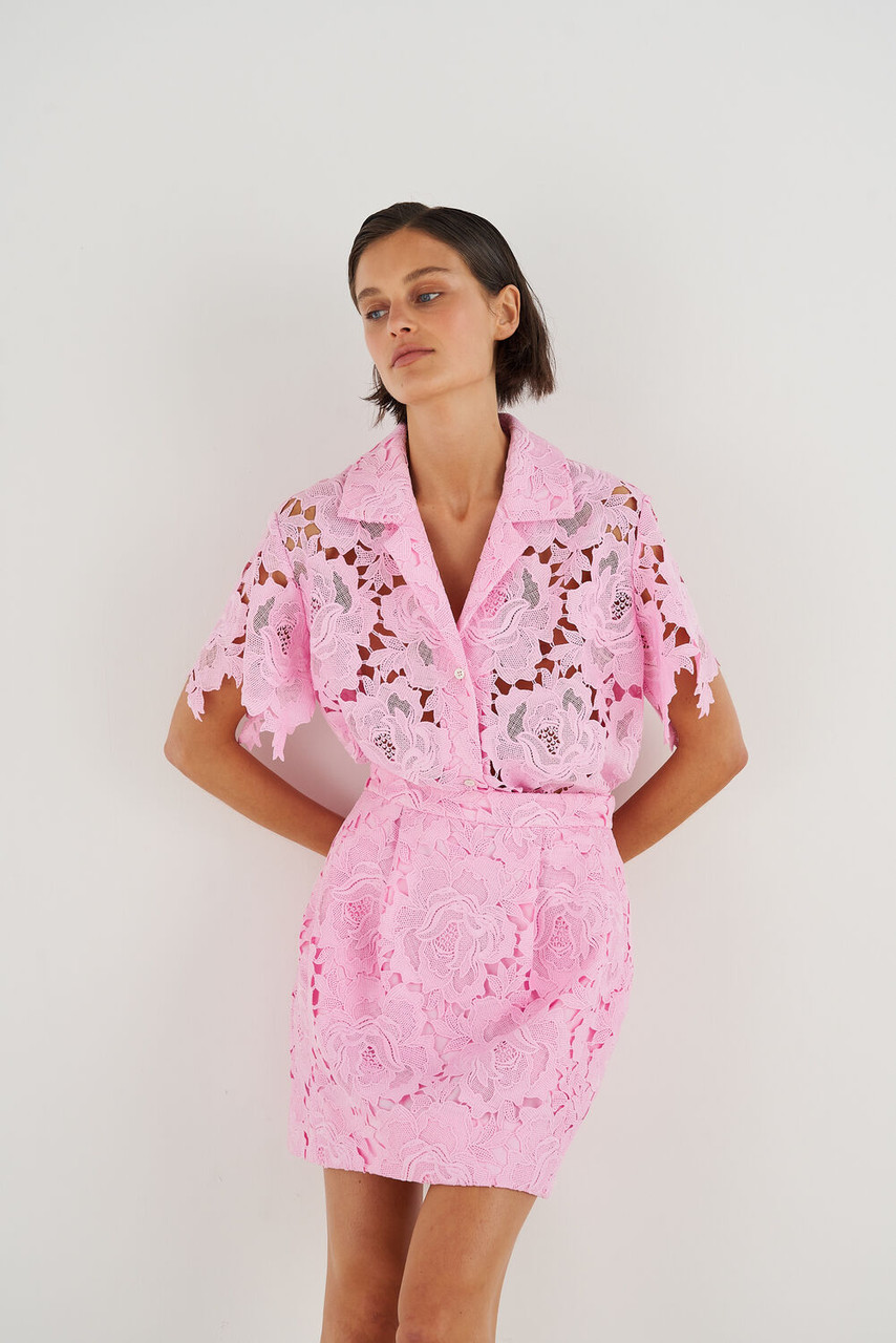 Oroton Lace Skirt Foxglove