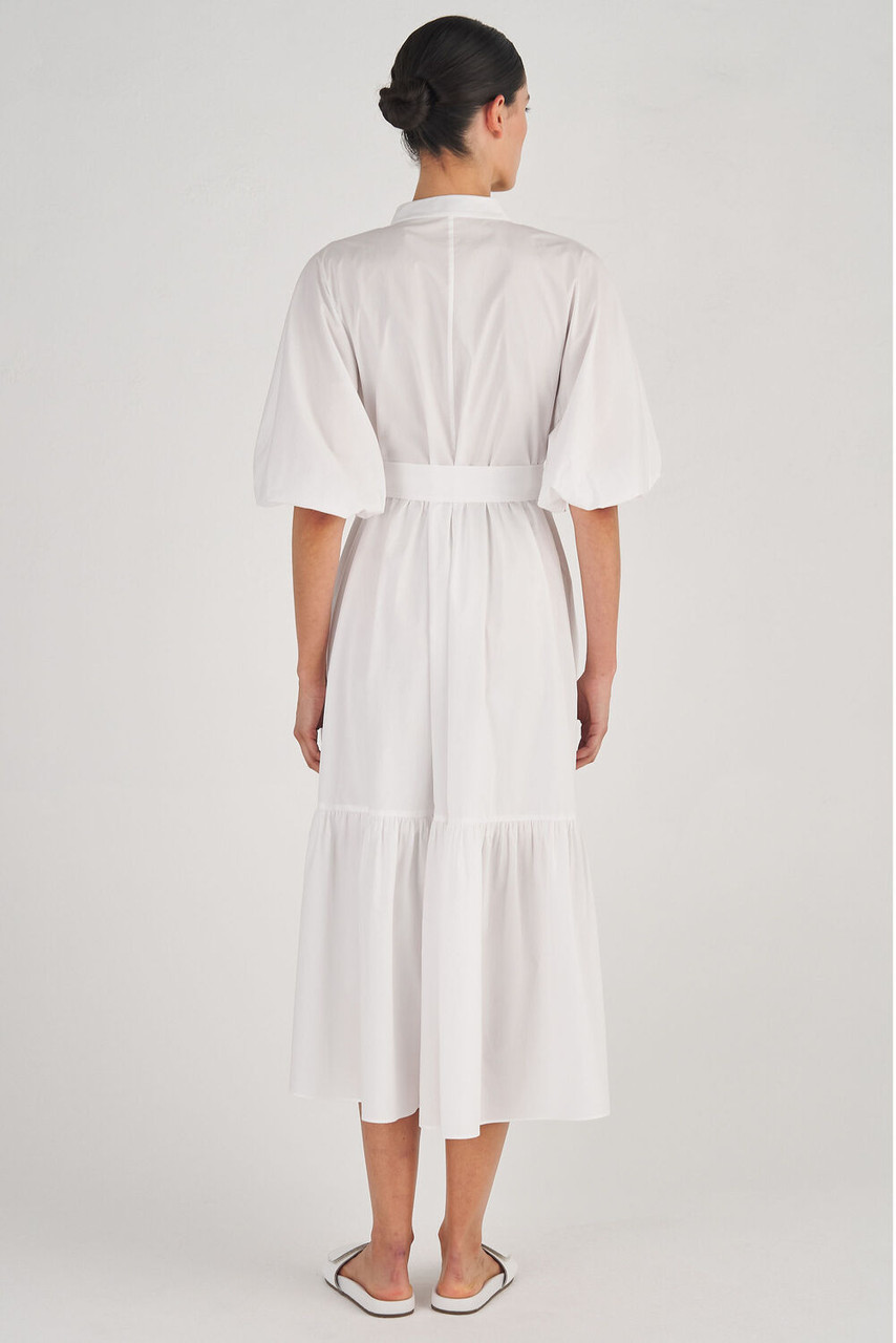 Oroton Poplin Gathered Dress White