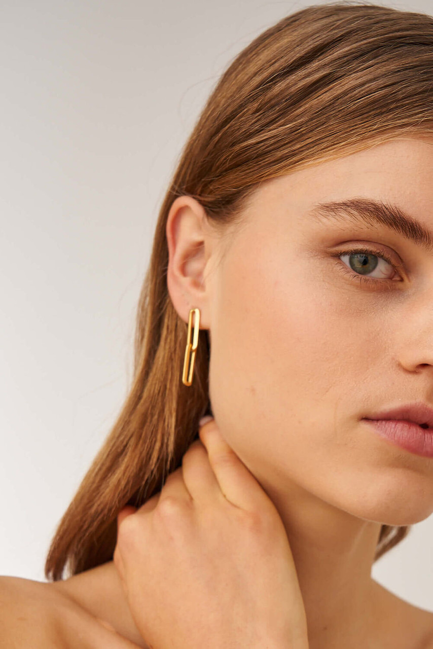 Oroton Lacey Worn Gold Link Earrings