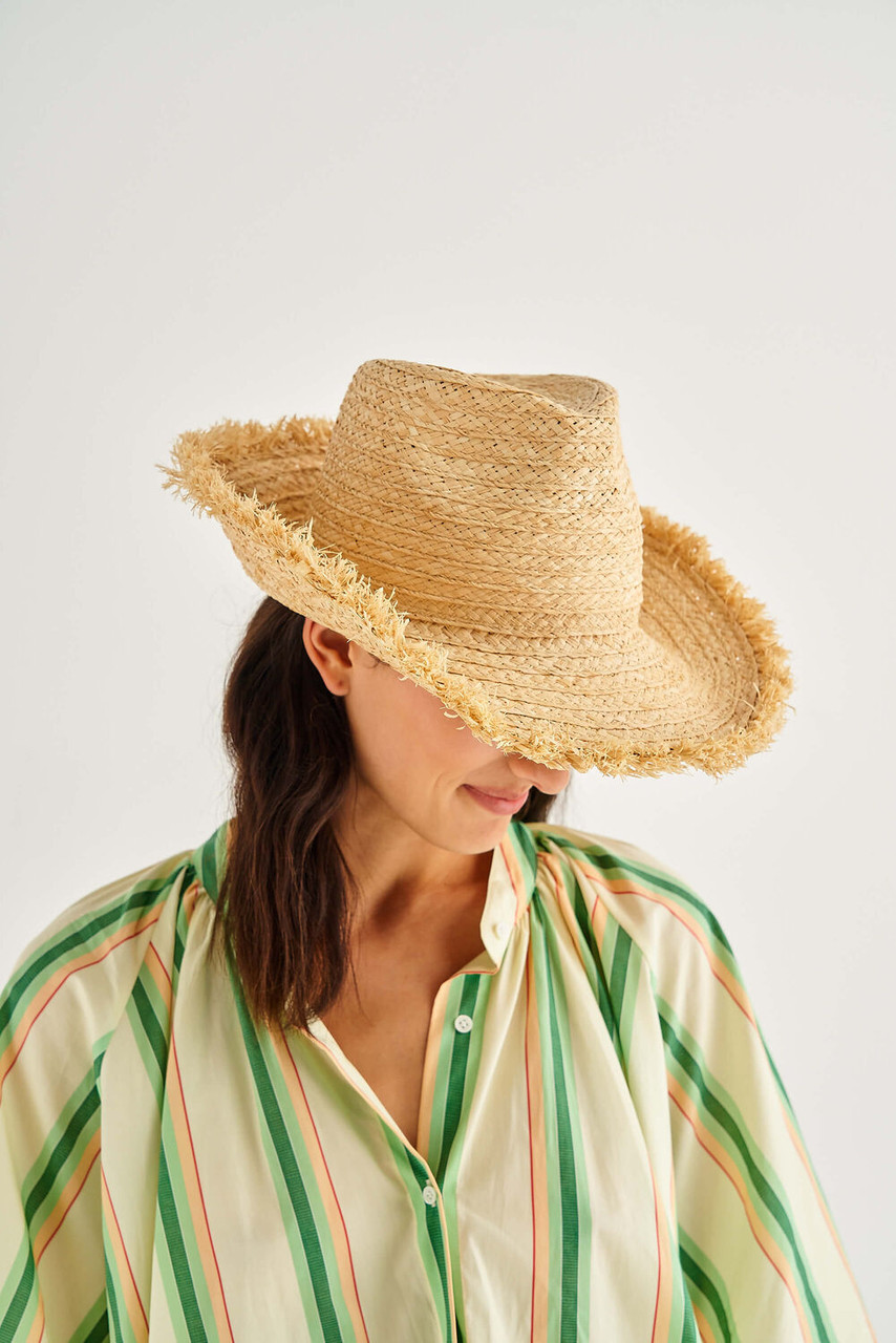 Oroton Amos Natural Fringed Fedora