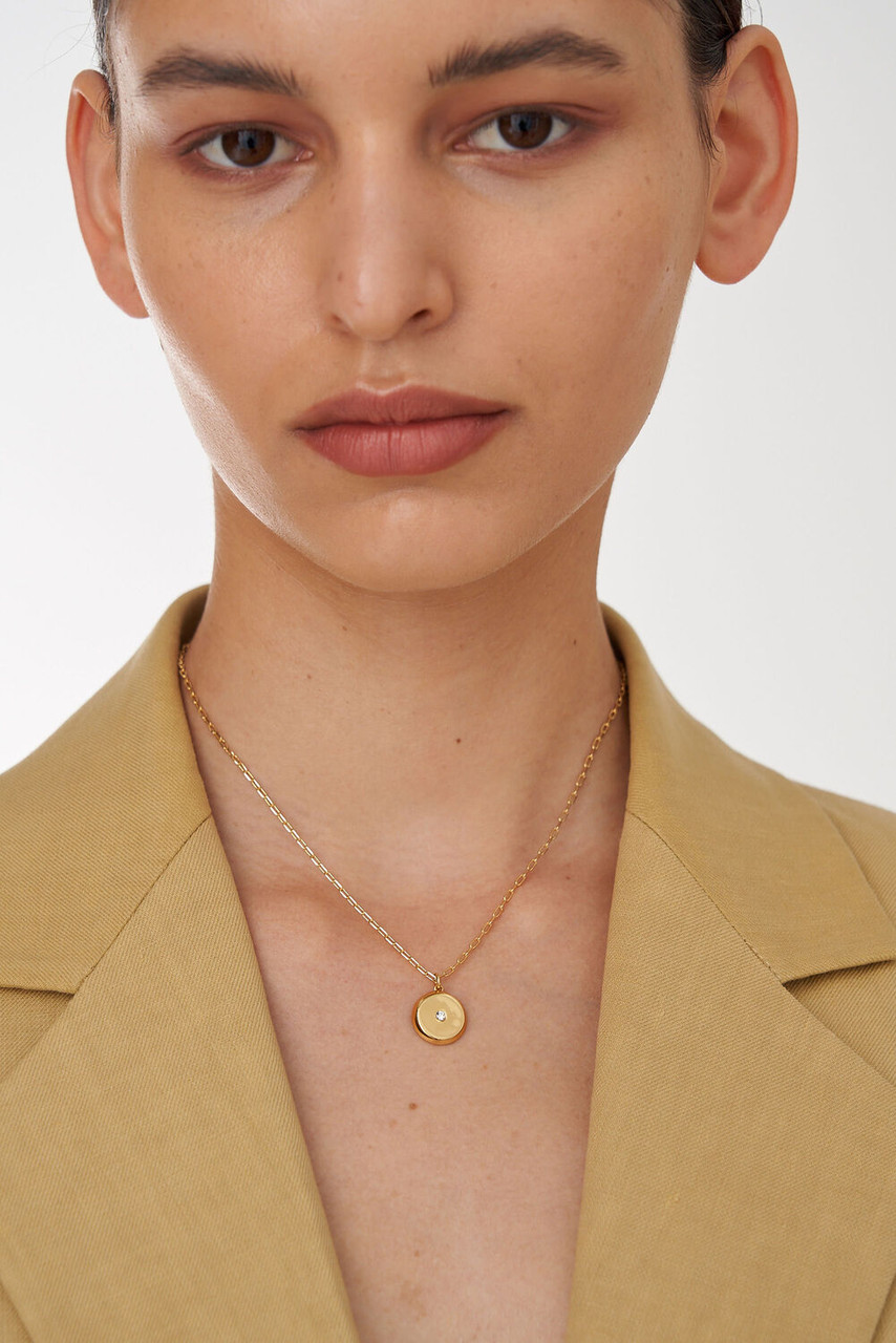 Oroton Fawne Circle Necklace Gold/Clear