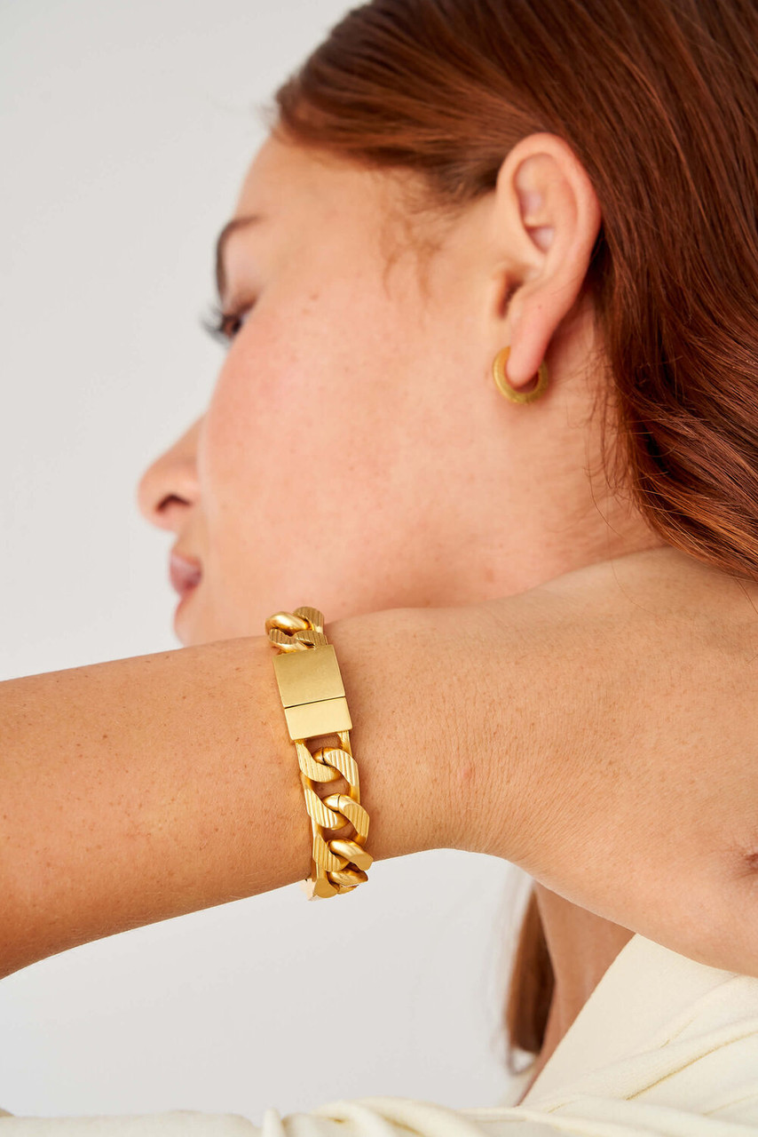 Oroton Noa Texture Bracelet Worn Gold