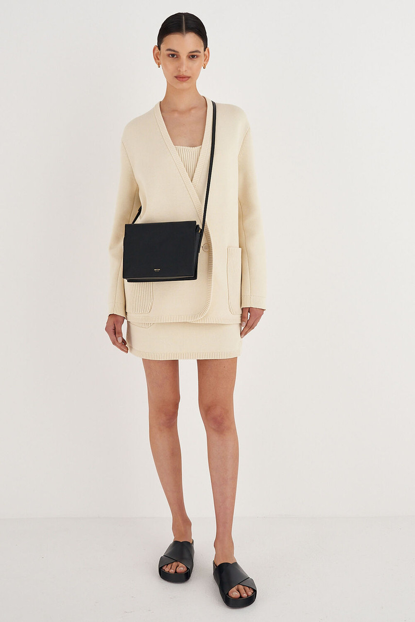 Oroton Margot Black Zip Crossbody Bag