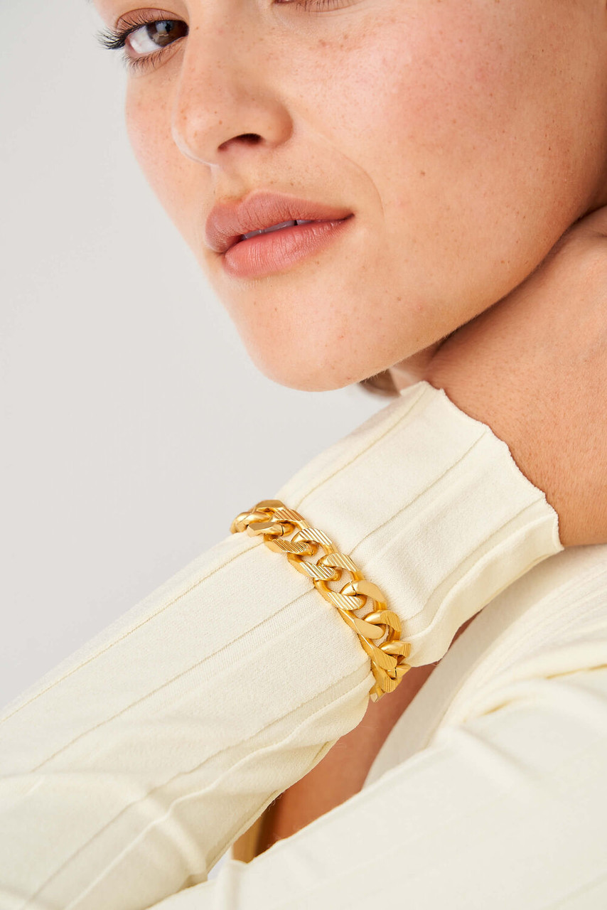 Oroton Noa Texture Bracelet Worn Gold