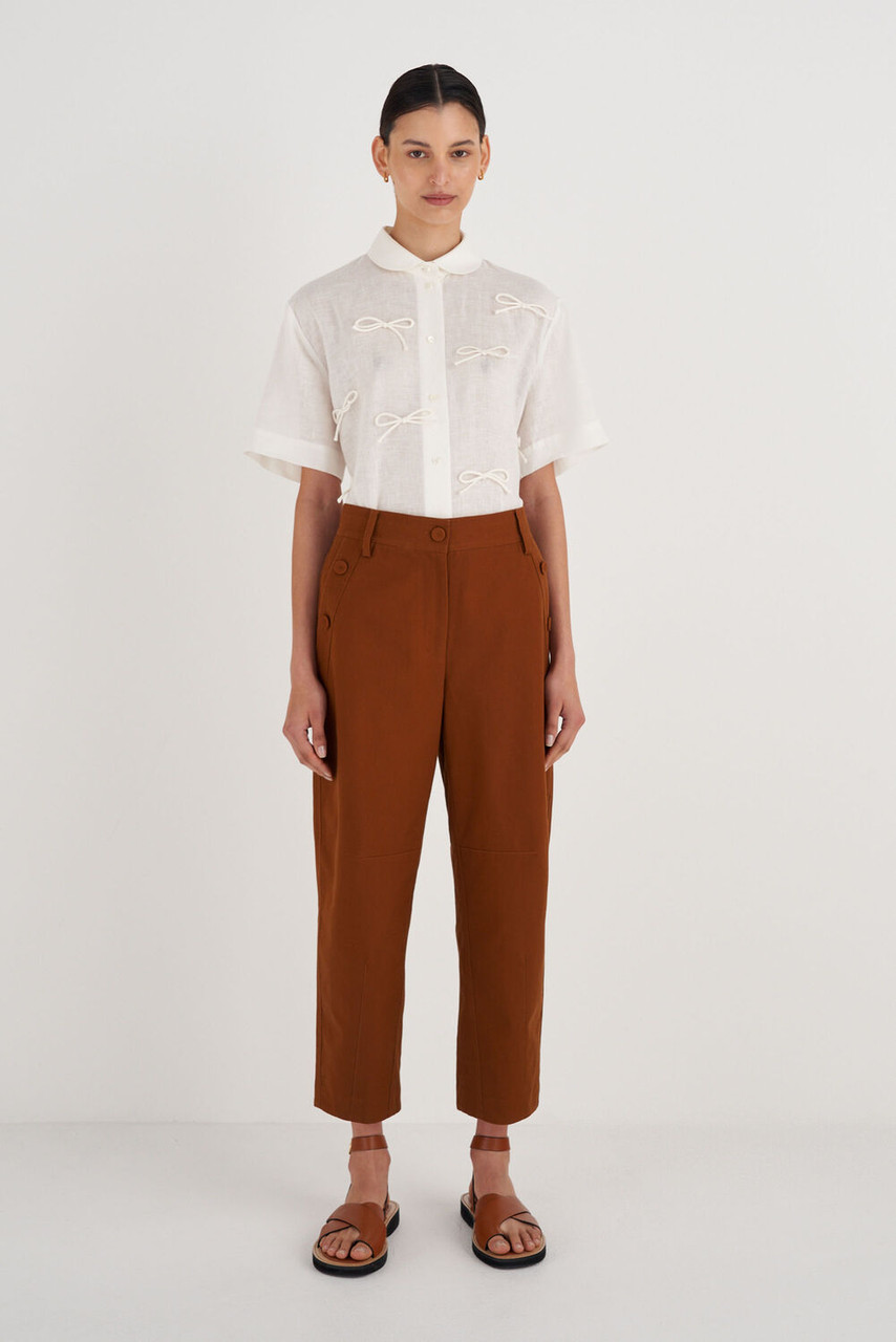 Oroton Curved Leg Pant Tan