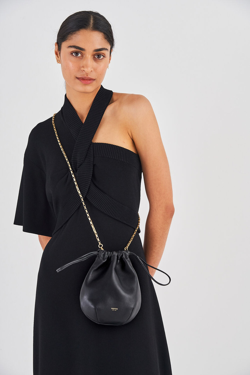 Oroton Vera Black Leather Bag