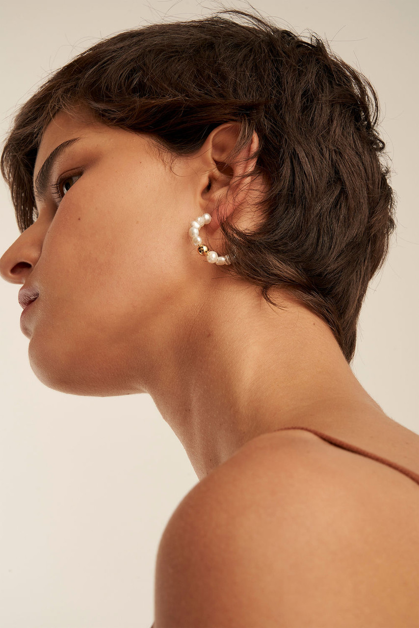 Oroton Olenna Gold-Pearl Hoop Earrings