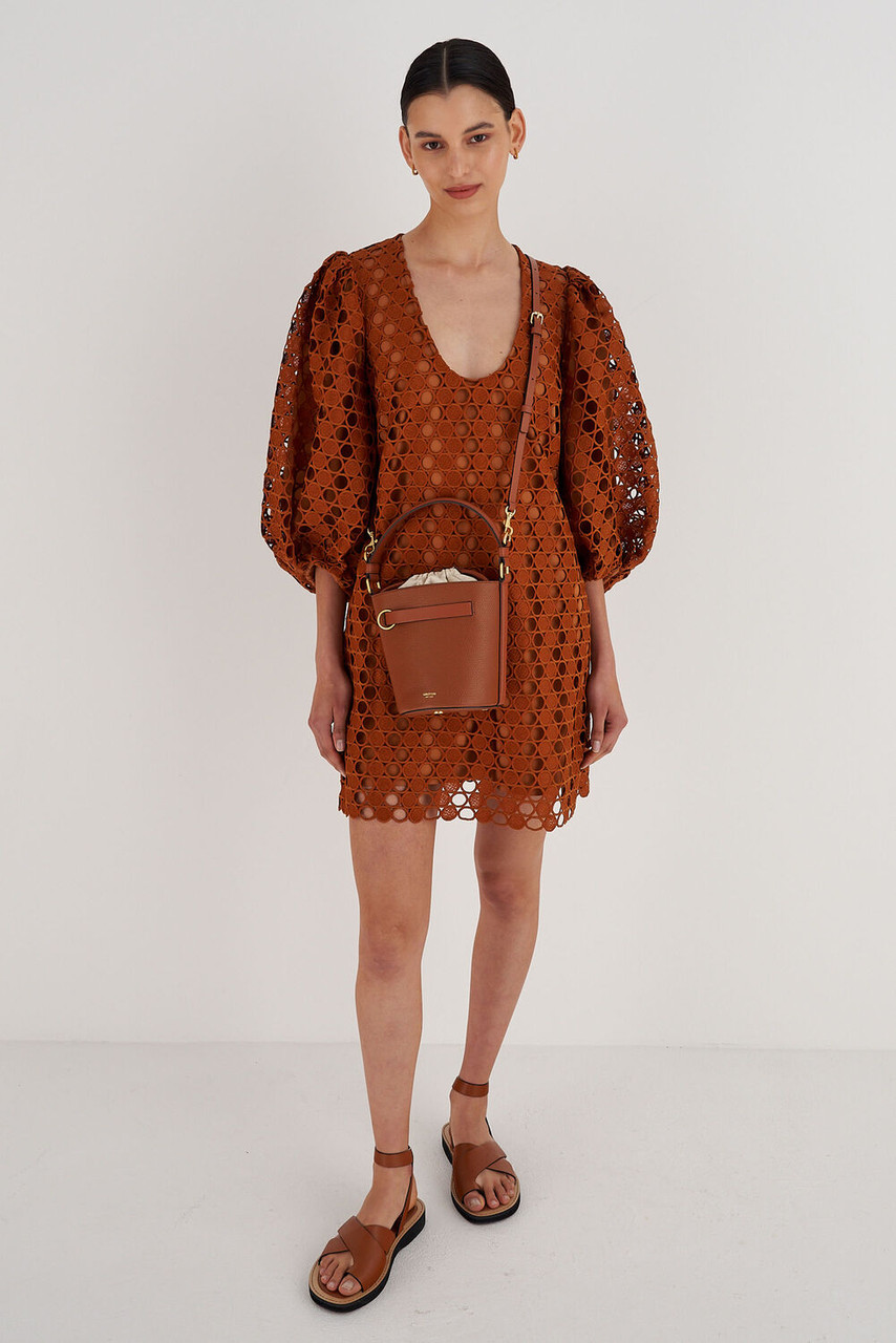 Oroton Audrey Bucket Bag Cognac