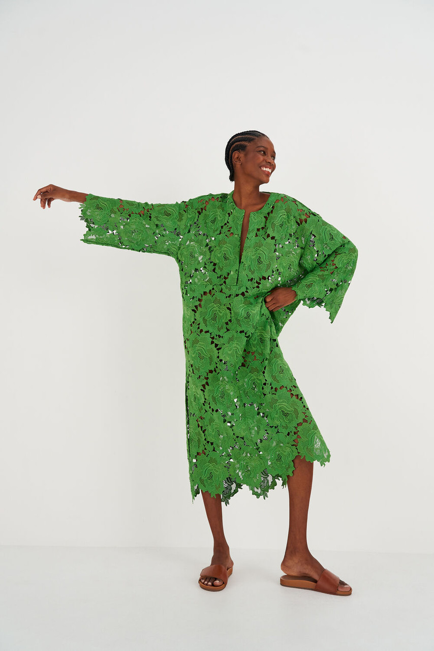 Oroton Lace Kaftan Dress Garden