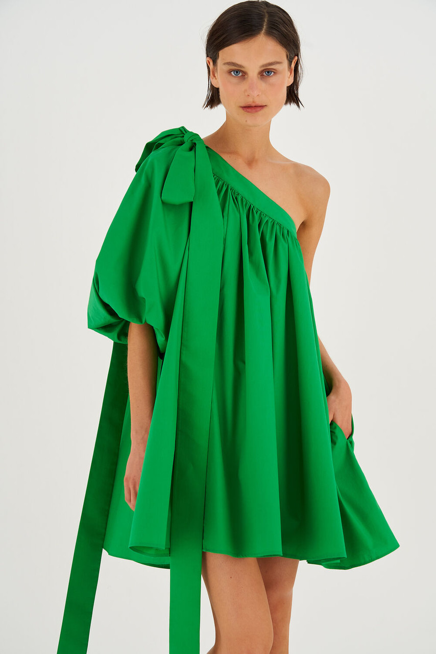 Oroton One Shoulder Gathered Dress Meadow