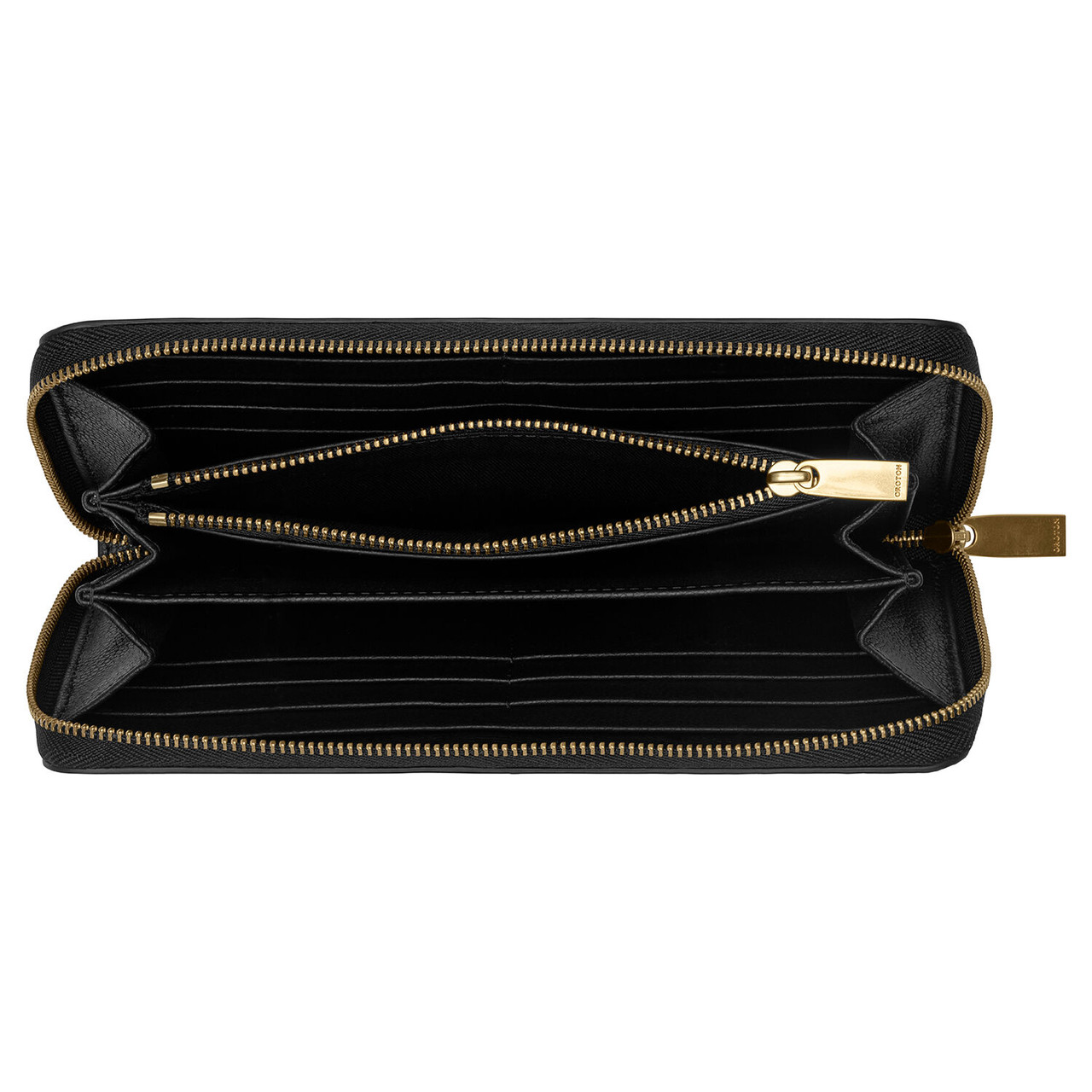 Oroton Clement Black Large Multi Pocket Zip Around Wallet