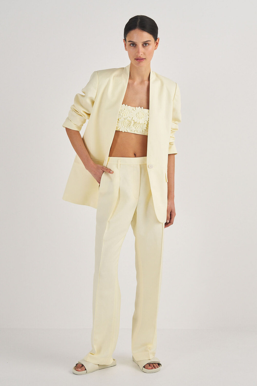 Oroton Pleat Detail Pant Lemon Butter