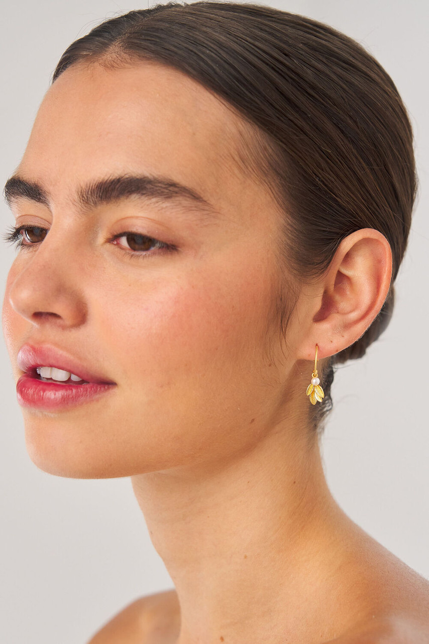 Sage Charm Hoops Worn Gold