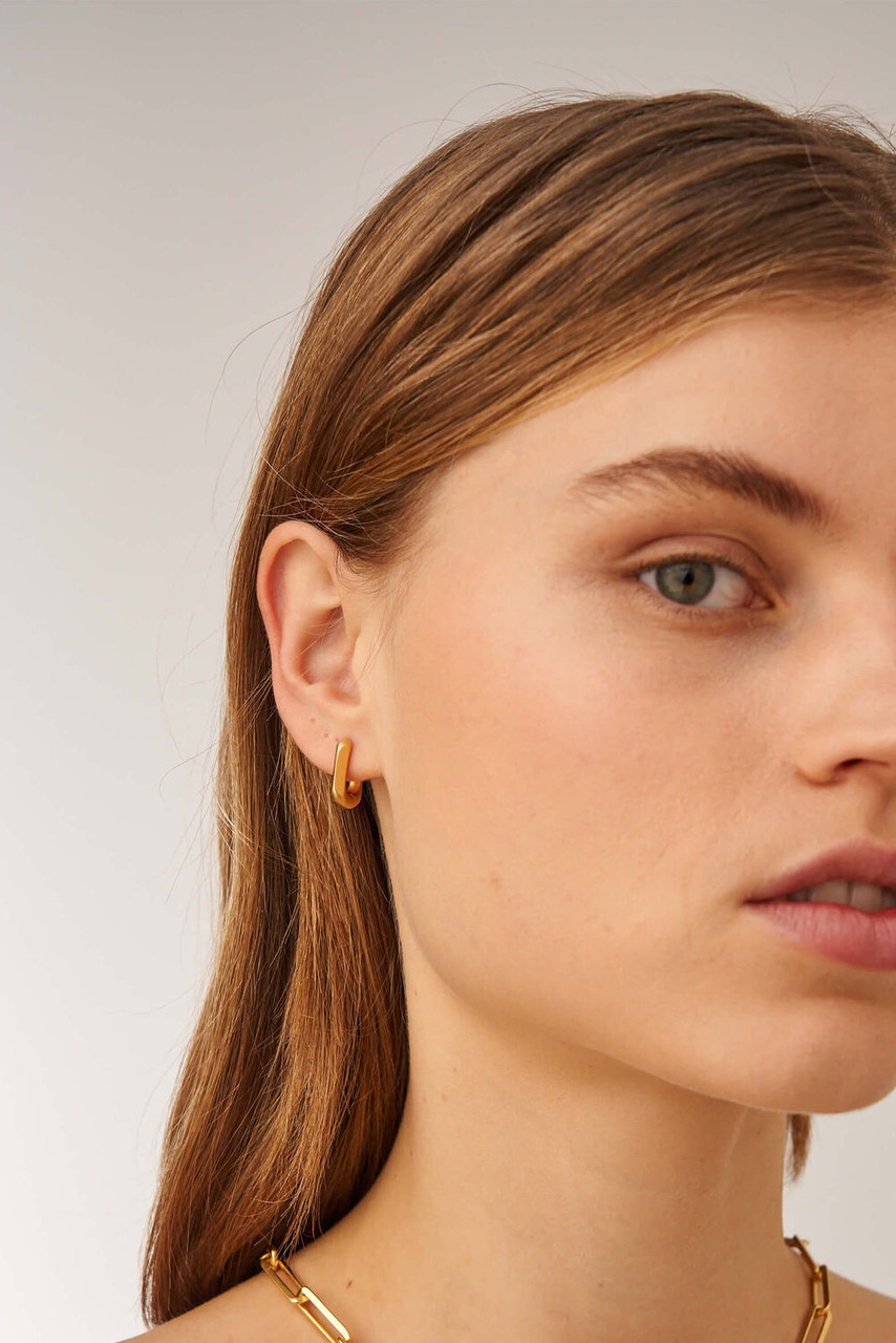Oroton Lacey Worn Gold Small Hoop Earrings