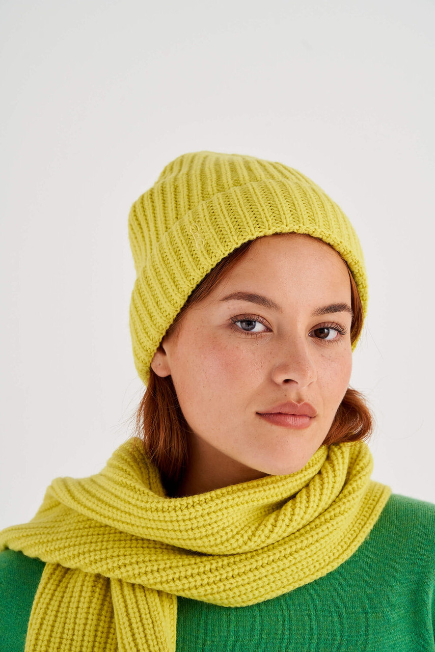 Oroton Woods Knit Beanie Bright Chartreuse