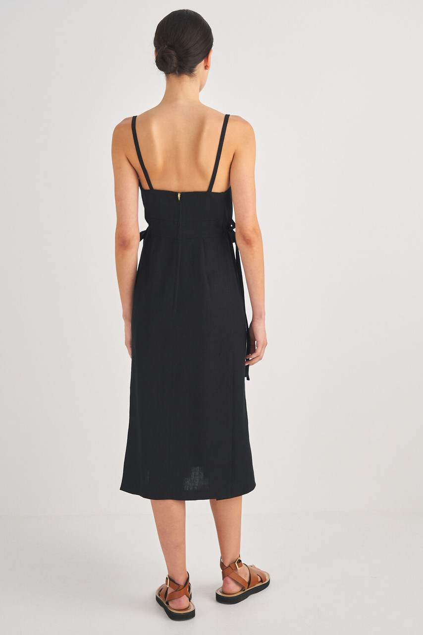 Oroton Linen Apron Dress Black