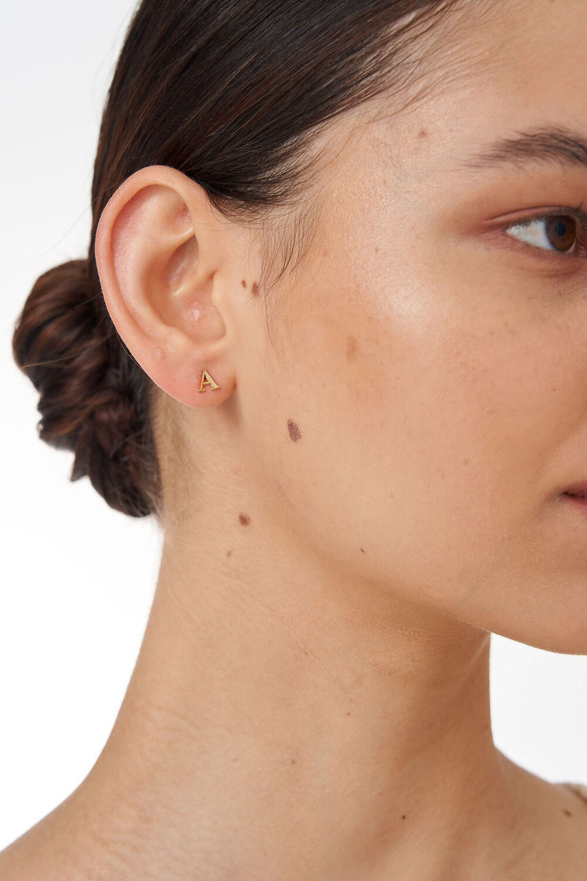 Oroton Gemma Worn Gold Alphabet Letter T Studs