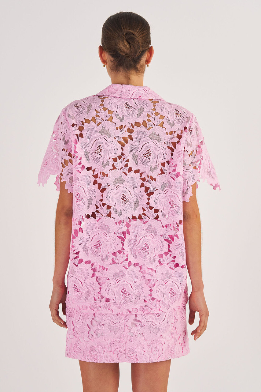 Oroton Lace Camp Shirt Foxglove