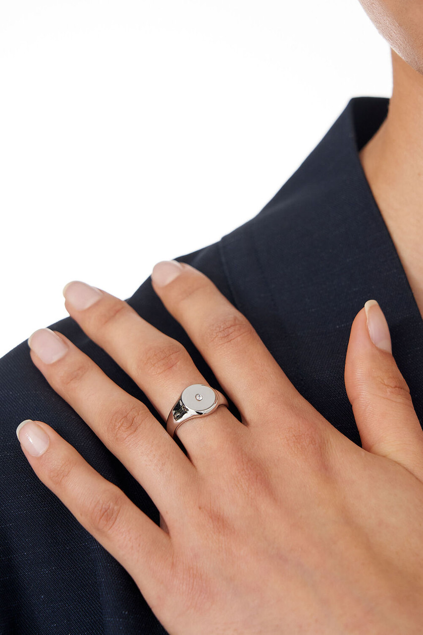 Oroton Fawne Circle Signet Ring Silver/Clear