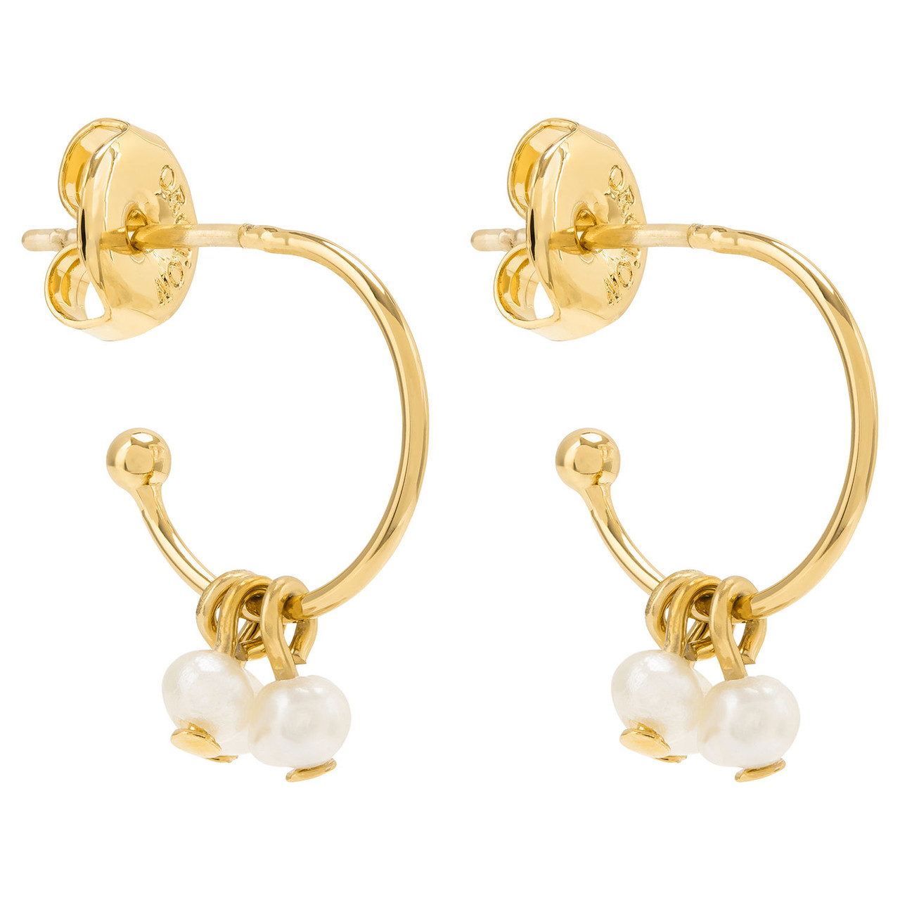 Oroton Petite Gold-Pearl Bailey Mini Hoop Earrings
