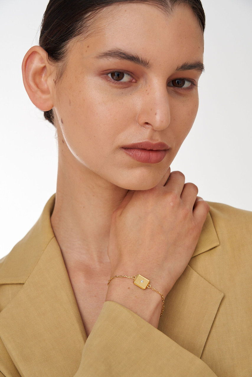 Oroton Fawne Rectangle Bracelet Gold/Clear