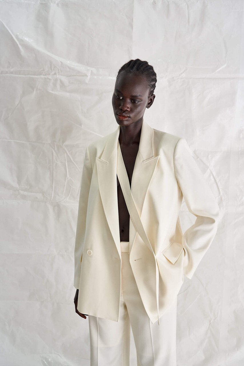 Oroton Marshmallow Double Breasted Blazer