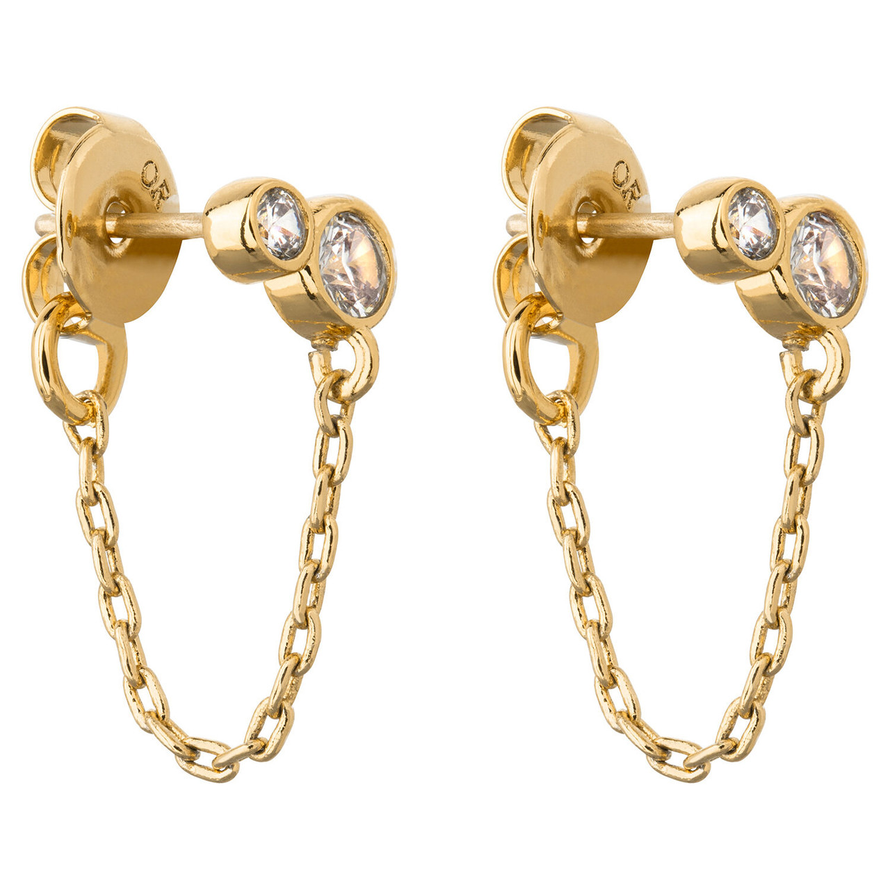 Oroton Esme Gold-White Chain Drop Studs