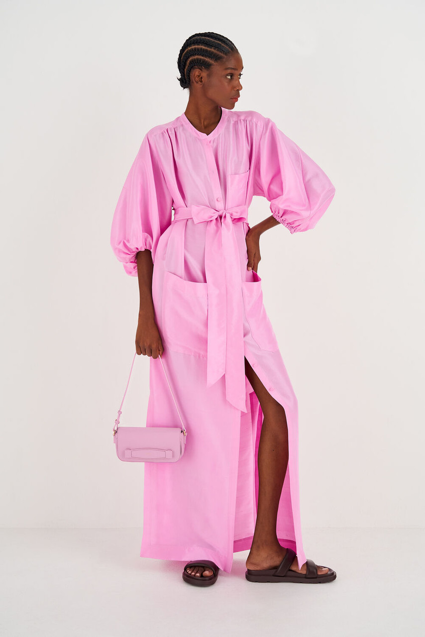 Oroton Column Shirt Dress Bright Foxglove