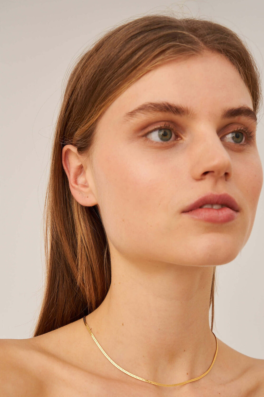 Oroton Peyton Gold 2MM Herringbone Chain Necklace