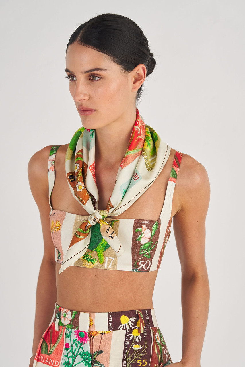 Oroton Flower Stamp Scarf String