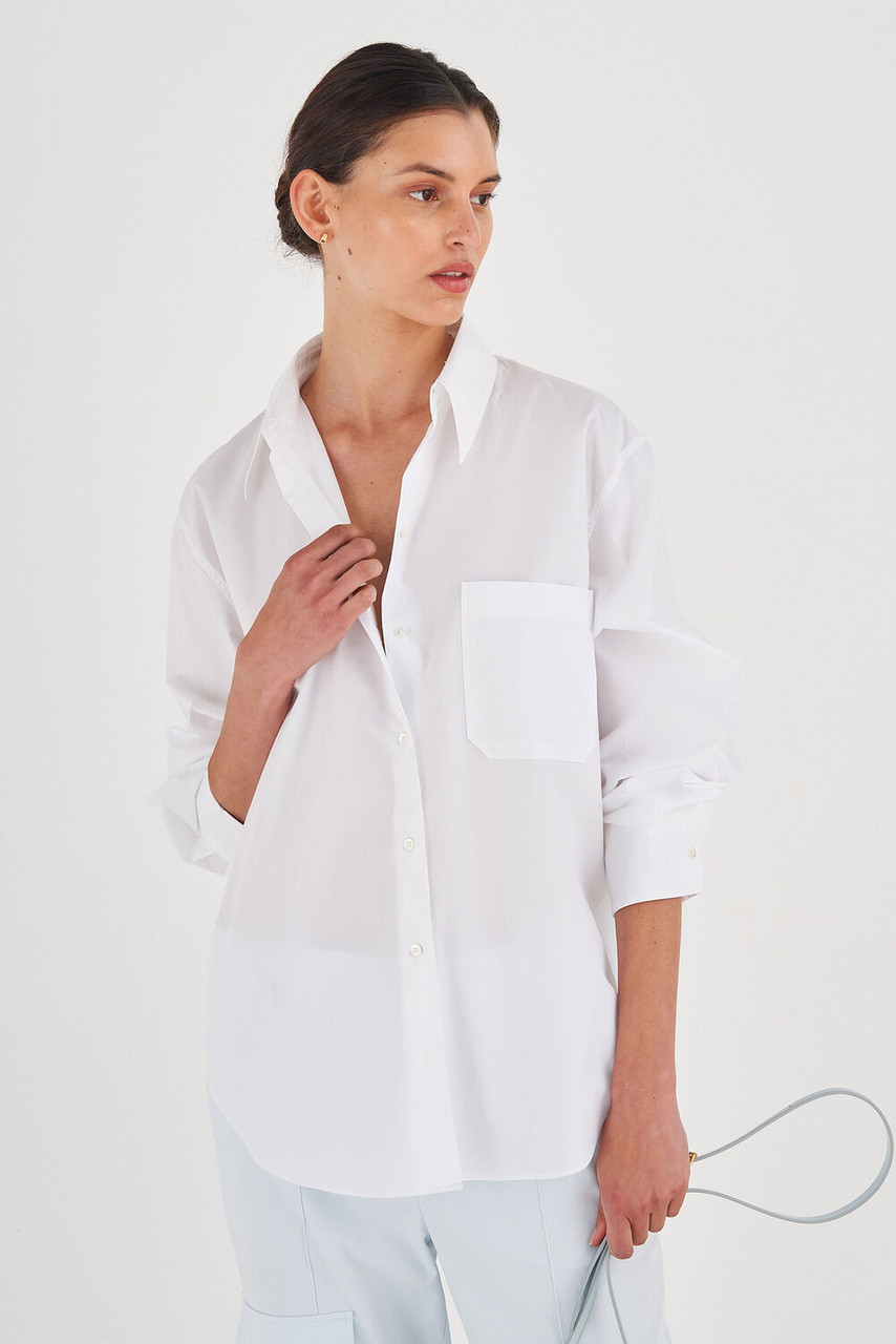 Oroton White Poplin Long Sleeve Shirt