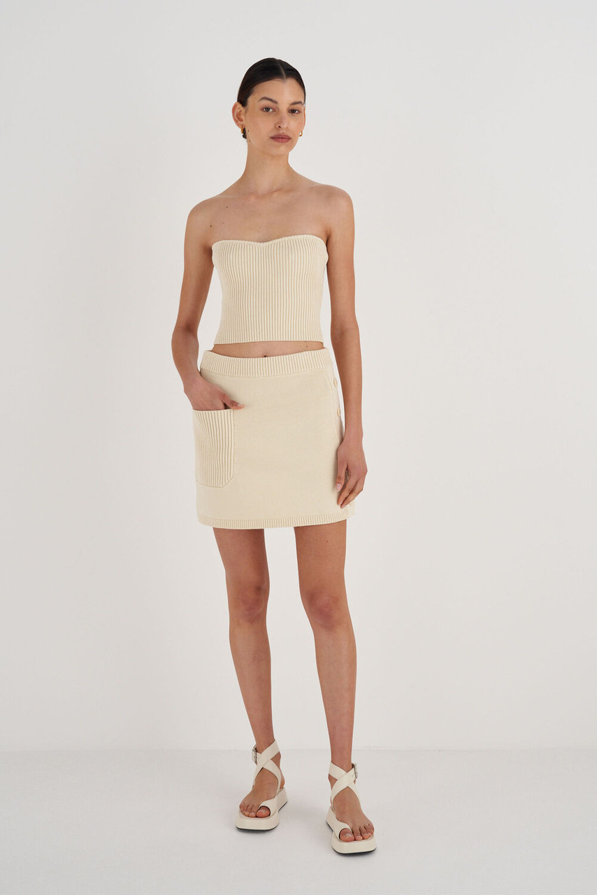 Oroton Short Knit Skirt Vanilla Bean