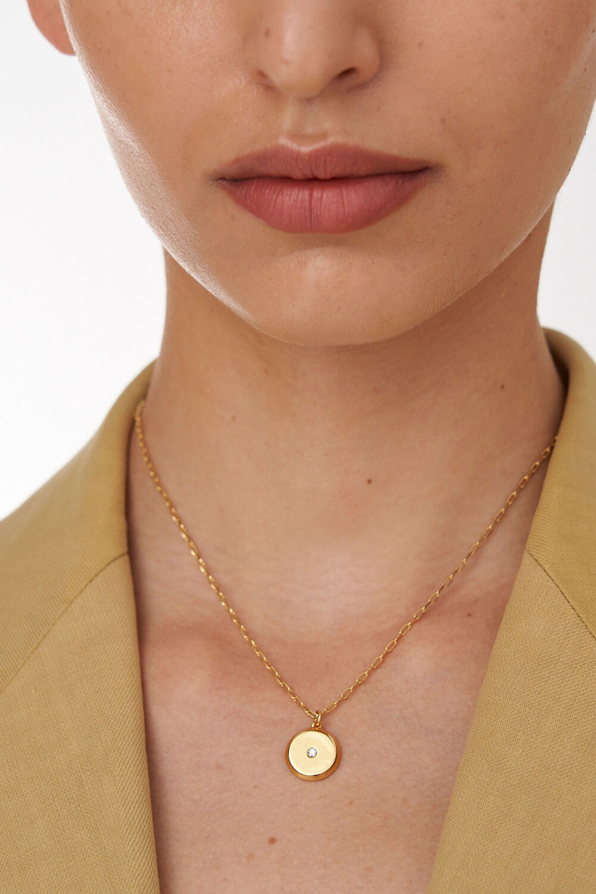 Oroton Fawne Circle Necklace Gold/Clear