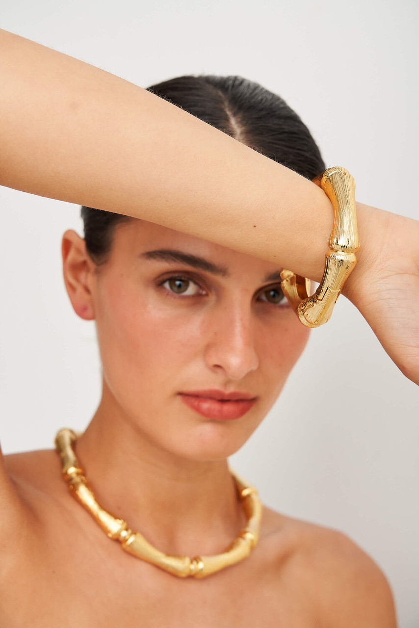 Oroton Bamboo Gold Chunky Bangle Bracelet