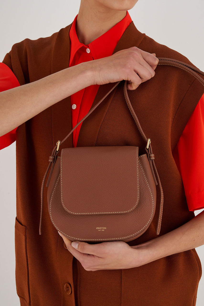 Oroton Margot Whiskey Saddle Crossbody Bag