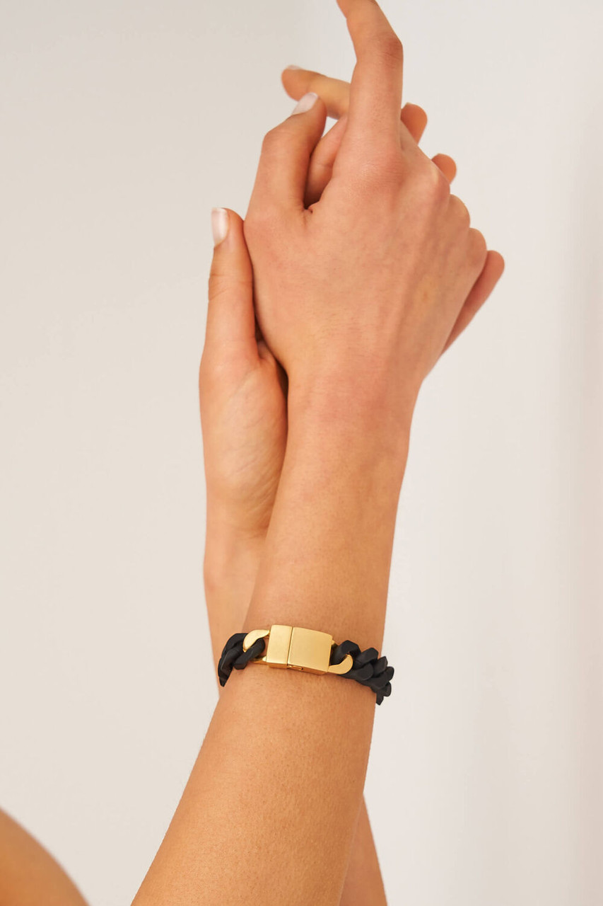 Oroton Noa Black-Worn Gold Bracelet