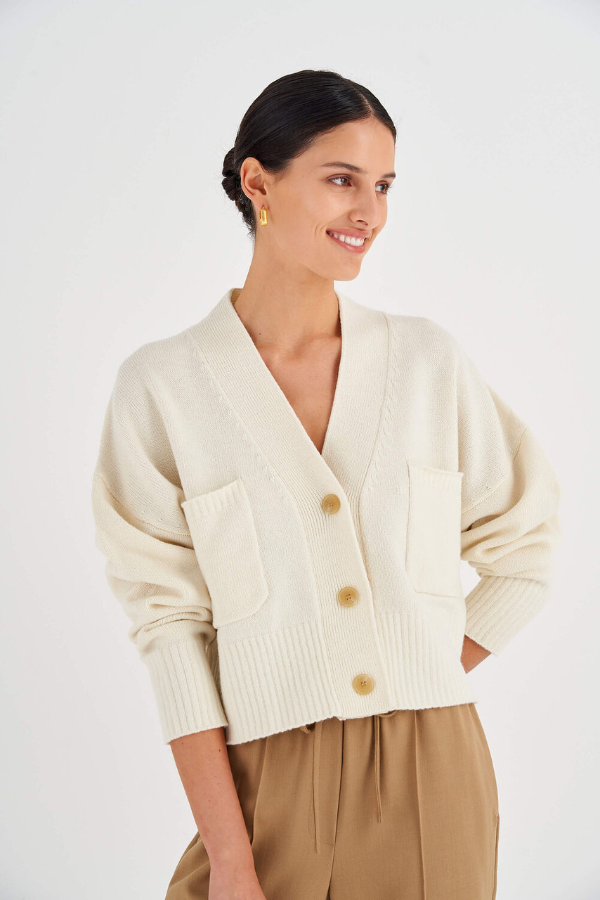 Oroton Cropped Cardi Eggshell