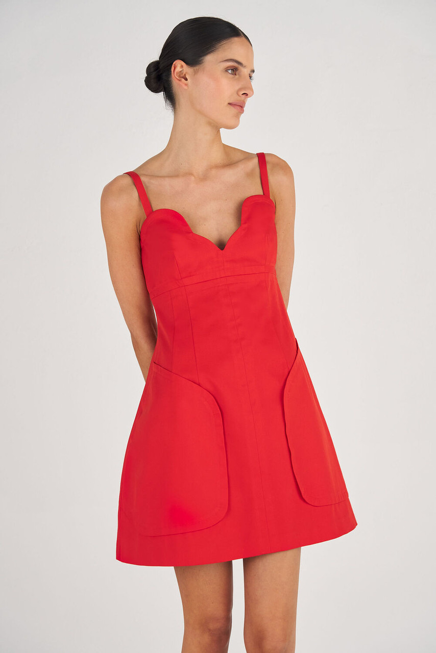 Oroton Short Scallop Dress True Red